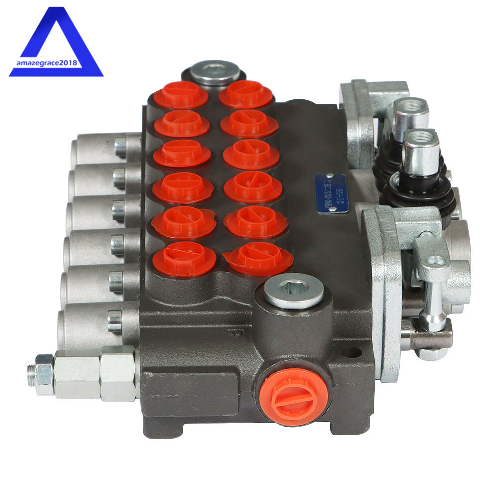 11 GPM Hydraulic Backhoe Directional Control Valve w/ 2 Joysticks,6 Spool,