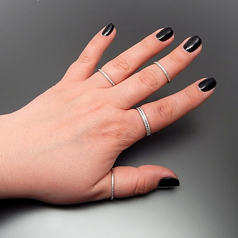 STYLISH STERLING SILVER WHITE AAA CZ CUBIC ZIRCONIA THIN WEDDING BAND STACK RING