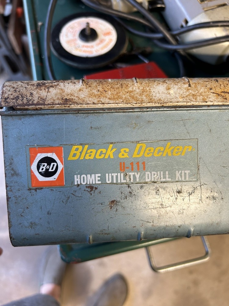 Black & Decker 3/8 corded drill Kit. With Vintage Tool Box