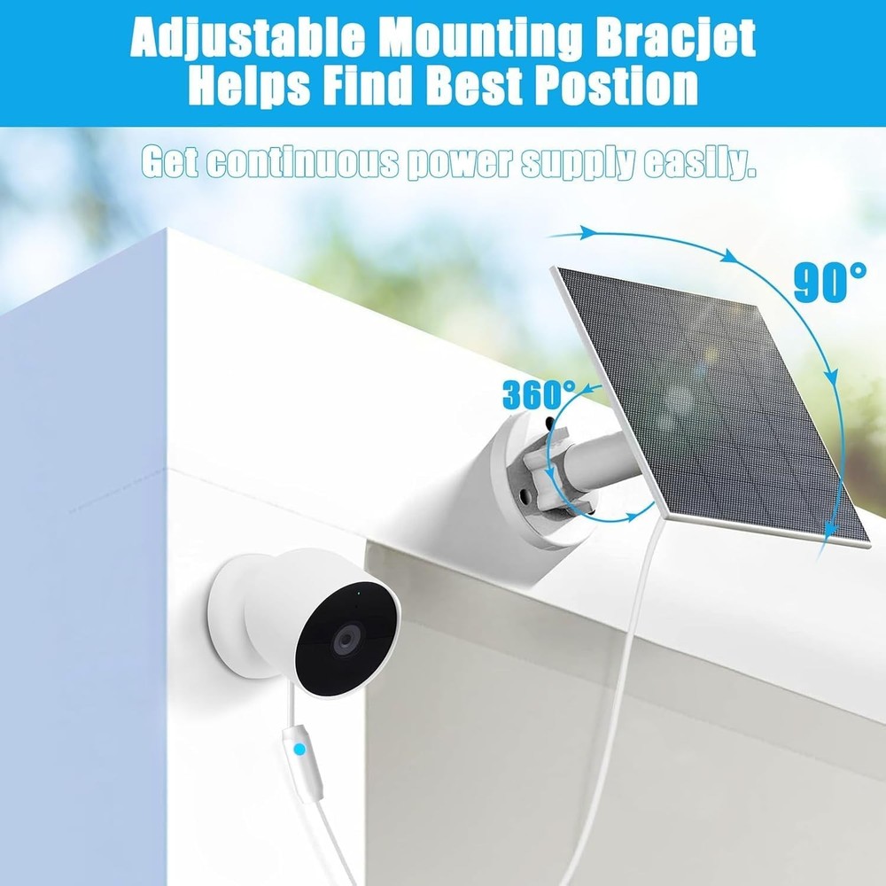 Solar Panel Compatible with Google Nest Camera Outdoor & Indoor (Battery Version