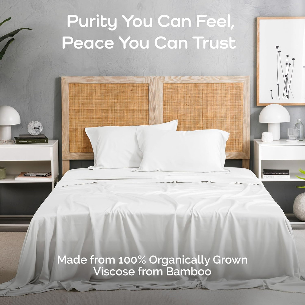 Cooling Bamboo Sheets Set with 2 Pillowcases - Soft & Hypoallergenic