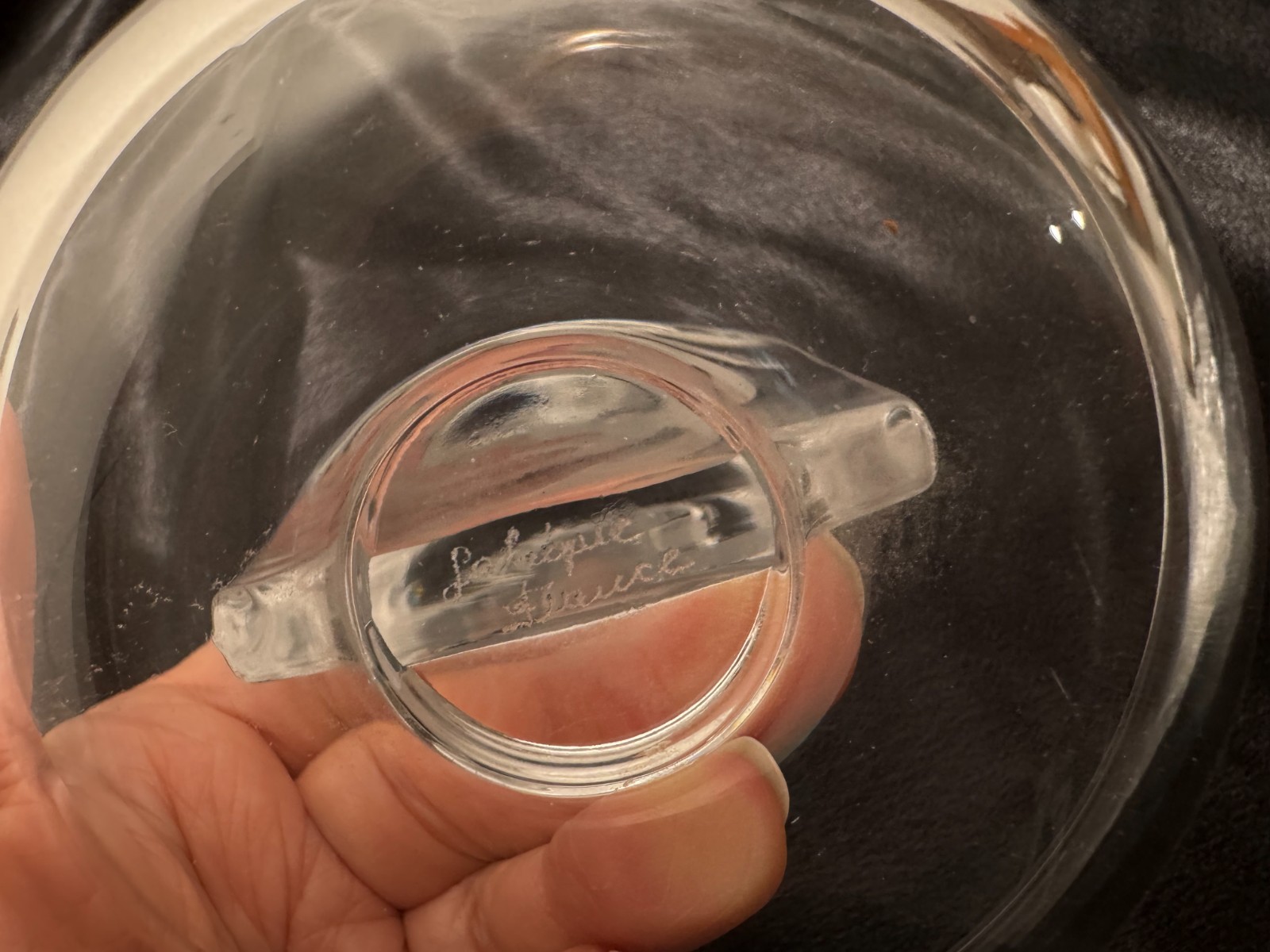 Lalique Naiade Water Nymph Nude Mermaid Pin Ring Tray Dish 4" French Glass Round