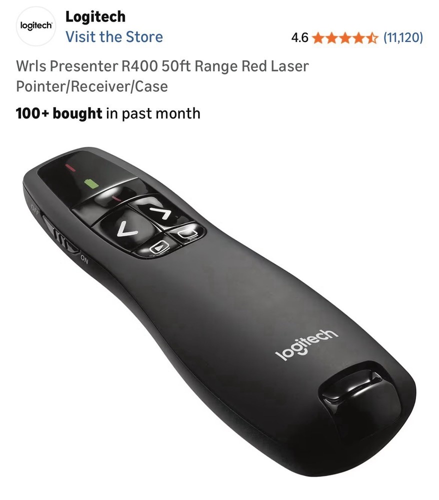 Wris Presenter R400 50ft Range Red LaserPointer Receiver Case