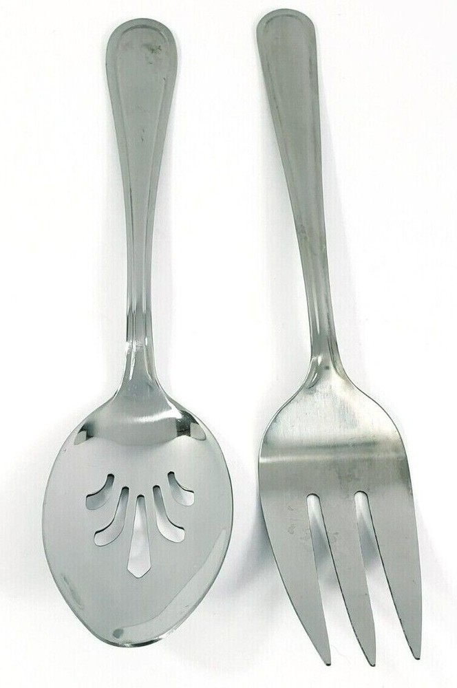 Stainless Steel 46 Pc Flatware Set With Serving Spoon and Serving Fork