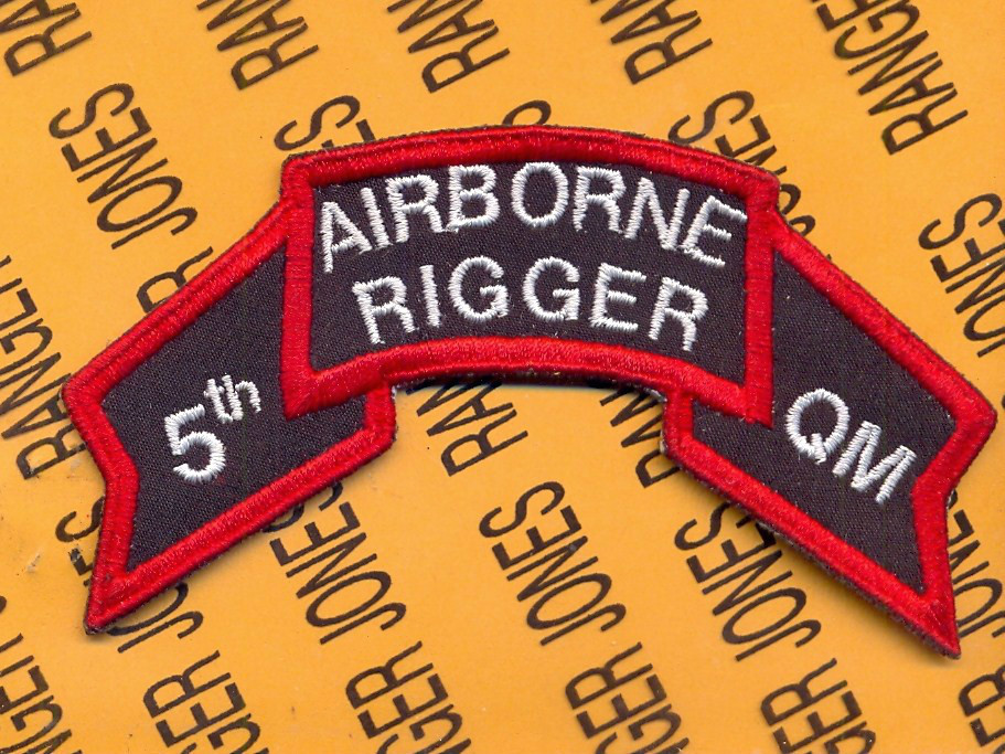 5th QM Quartermaster Det Germany Support Airborne Rigger 4" scroll patch c/e