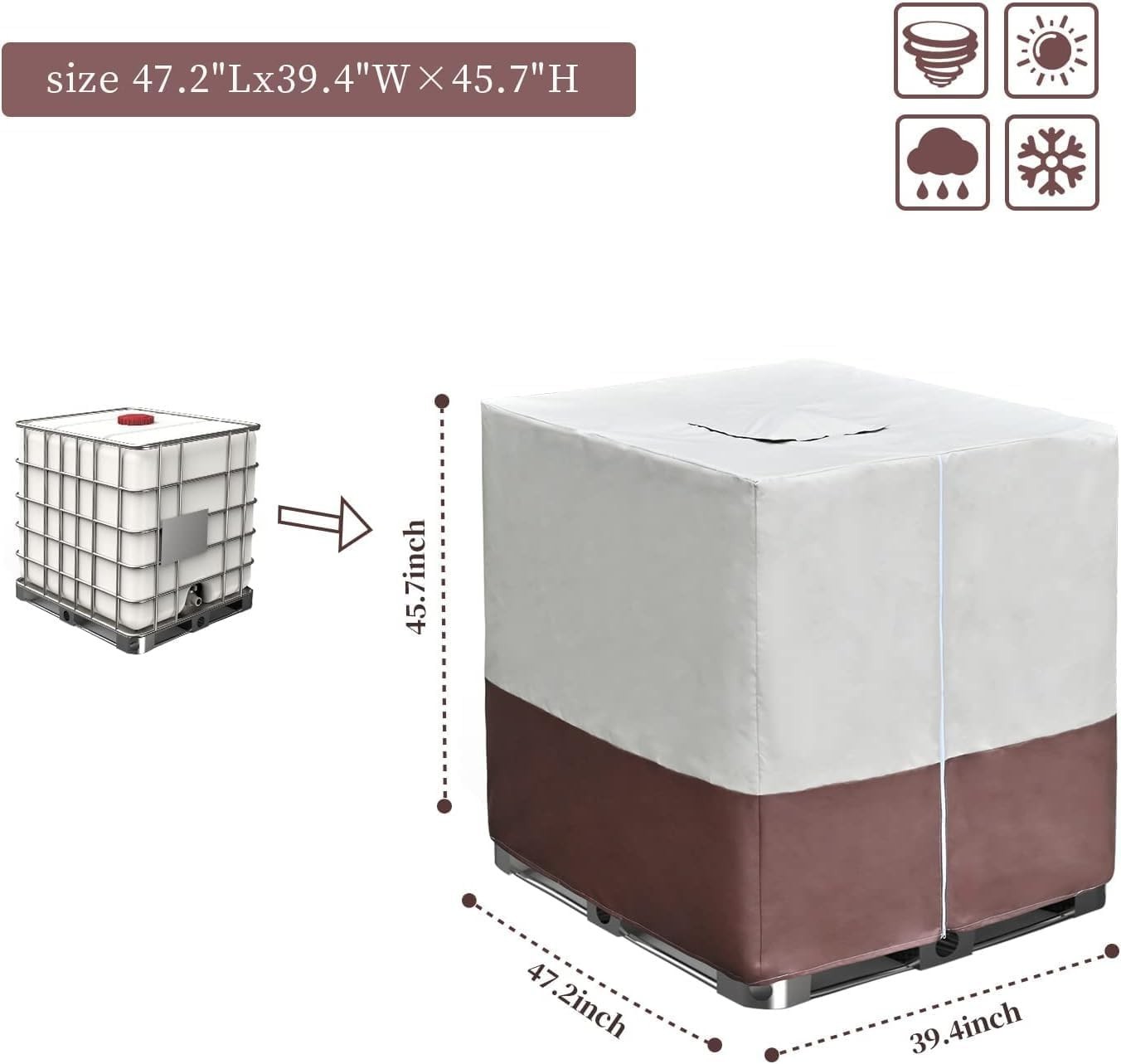 Convenient Zipper IBC Tote Protective Cover