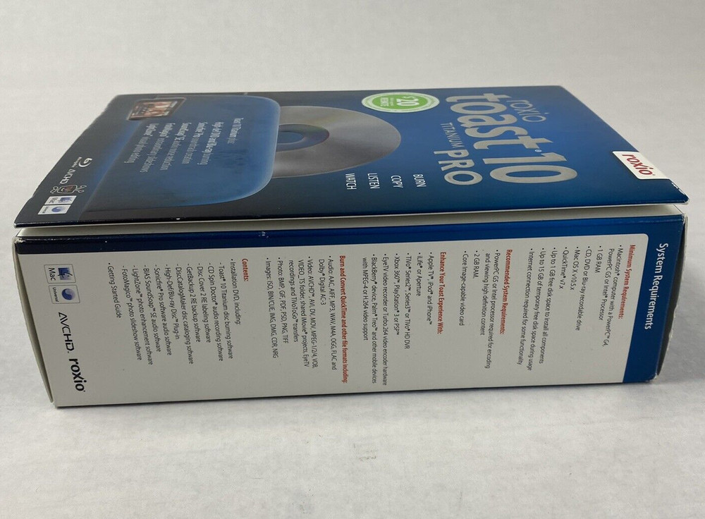 Open Box Roxio Toast 10 Titanium Pro For Mac
