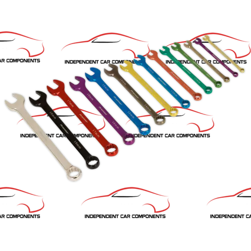 Sealey AK6314 Combination Spanner Set 14pc Multi-Coloured Metric