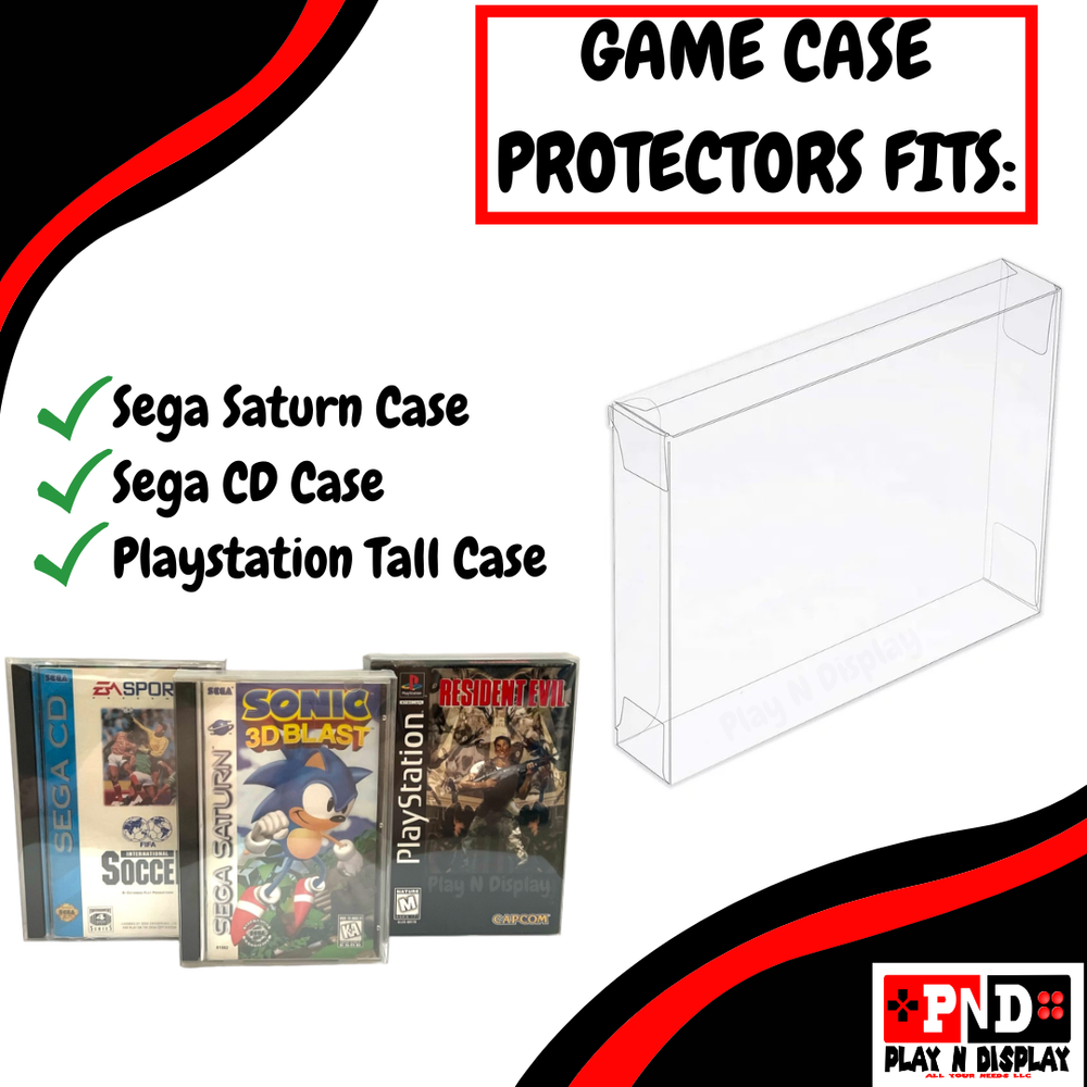 10 Sega Saturn CD PS1 Protective Sleeve Box Protector Clear Plastic Display Case