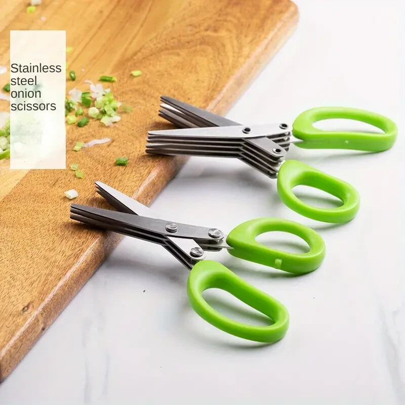 Herb Scissors Chop Herbs Easily with 5 Blade Scissors Onion Cutter Kitchen Tool
