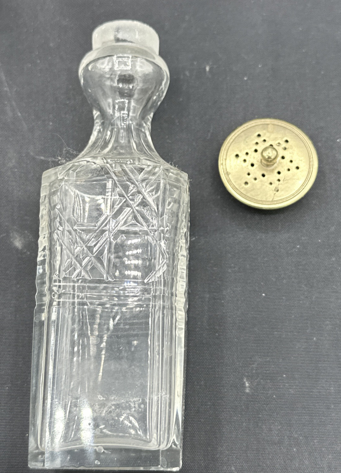 Footed 19th century silverplated cruet (maybe) Charles Ellis & Co w/ 3 Bottles