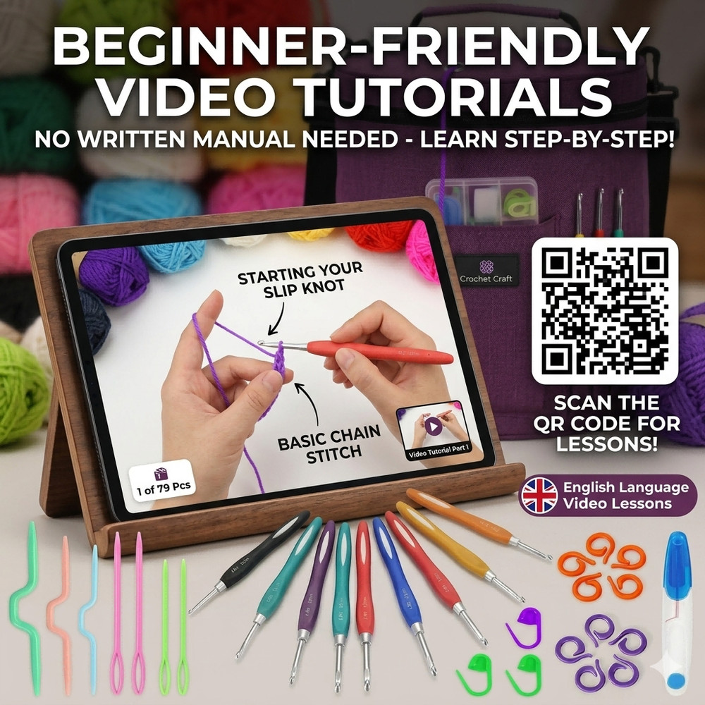 Complete Beginner Crochet Kit with Yarn Hooks Accessories & Storage Bag