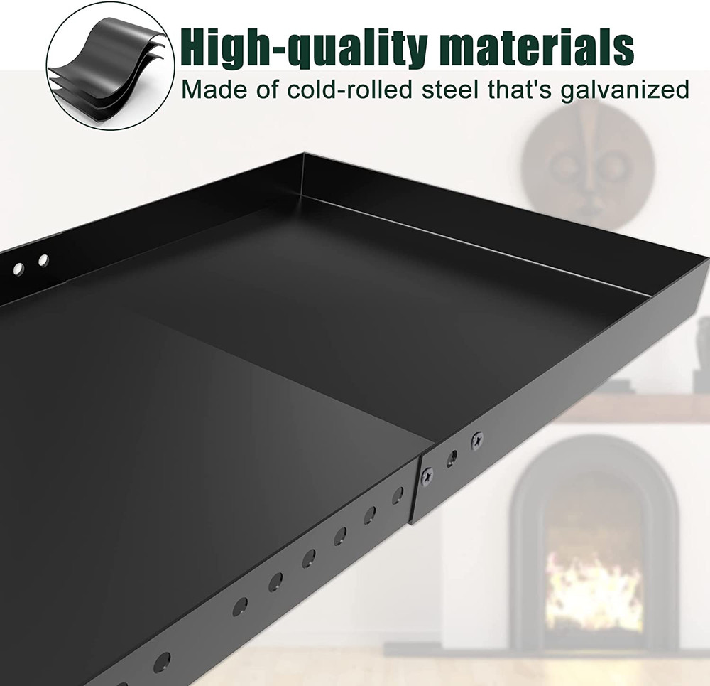Adjustable Fireplace Tray, Expandable Ash Pan for Ash Collection, Galvanized Ste