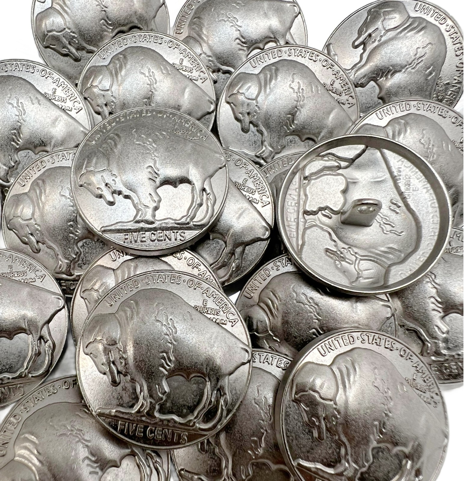 10PC Matte Silver Buffalo Rustic Metal Buttons Shank Buttons 1" 26mm