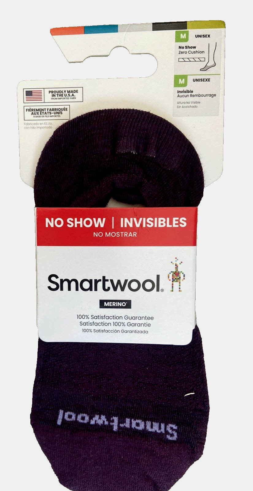 Lot of 2 pairs SmartWool Invisibles No Show Zero Cushion Socks Purple Violet M