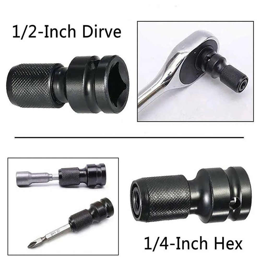 2* Socket Adapter Drill Hex Shank Chuck Change Impact Driver Tool 1/2" To 1/4"