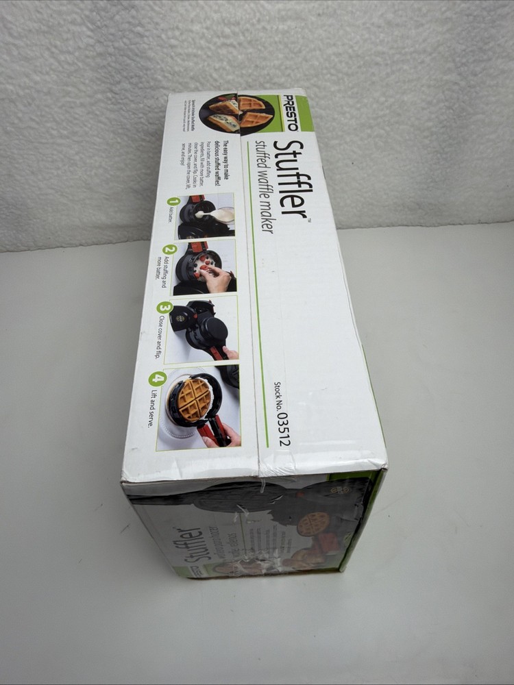 Presto 03512 Stuffler Stuffed Waffle Maker Belgian Large Black Open Box