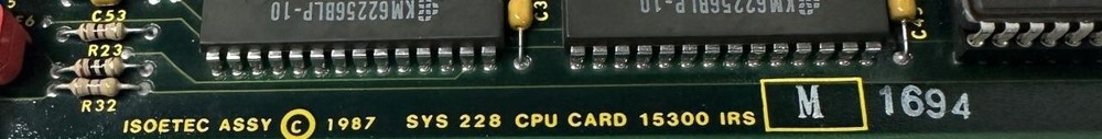 Executone Isoetec 15300 SYS 228 CPU Card IRS M