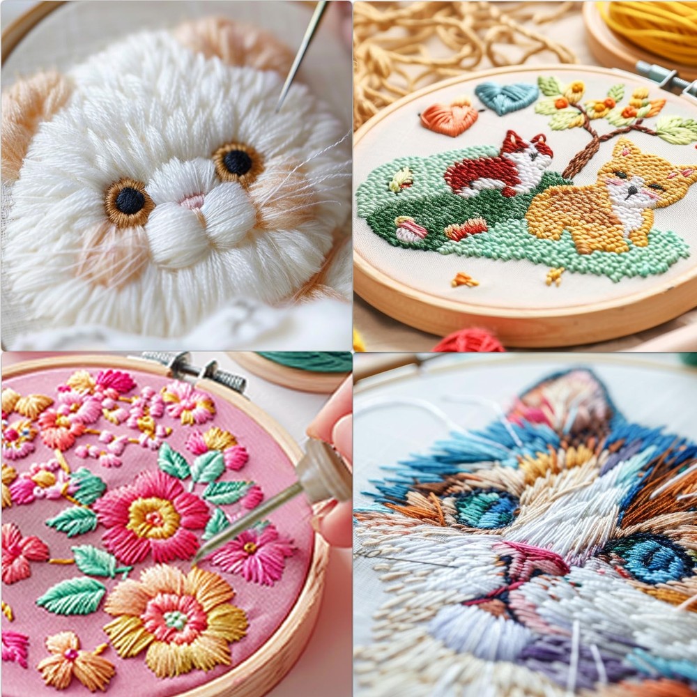 Punch Needle Embroidery Kit - Complete Set for Needle Punching - Includes Adj...