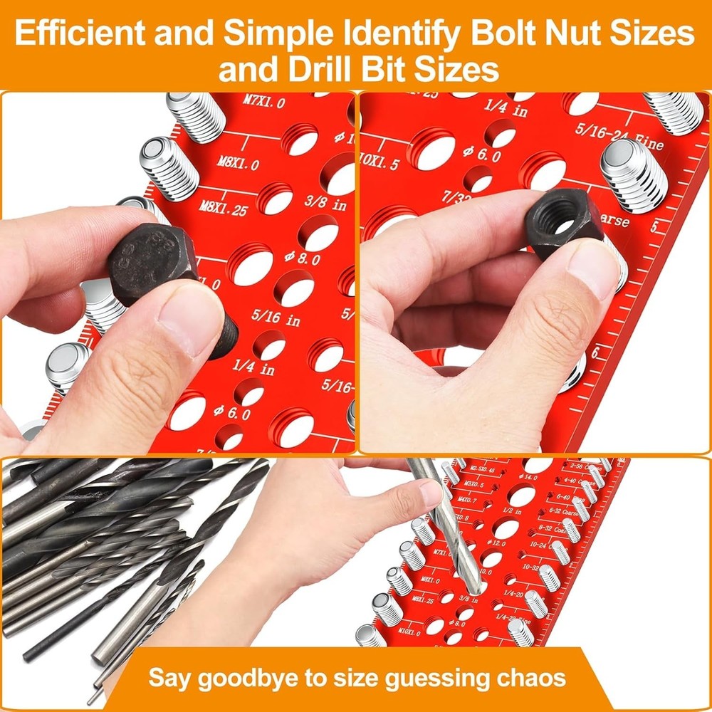 55 Nut & Bolt Thread Checker Gauge Metric SAE Drill Bit Size Tool Set