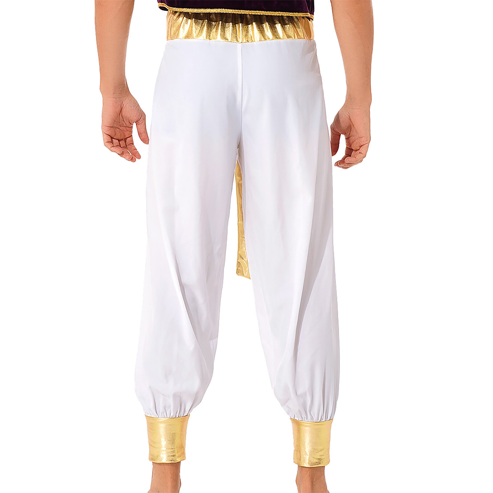 US YiZYiF Men Halloween Party Pants Arabian Prince Cosplay Trousers Carnival