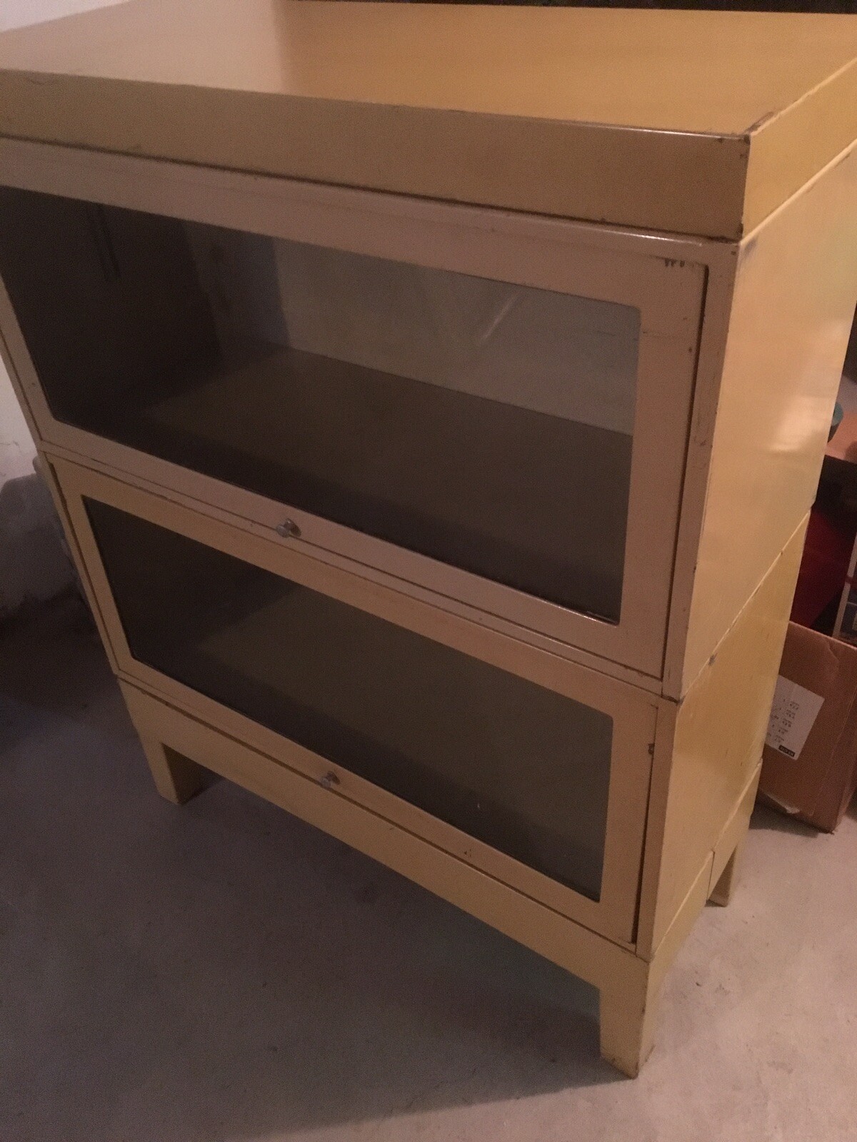 Detroit Arsenal Mid Century Modern Industrial Glass And Metal Barrister Bookcase