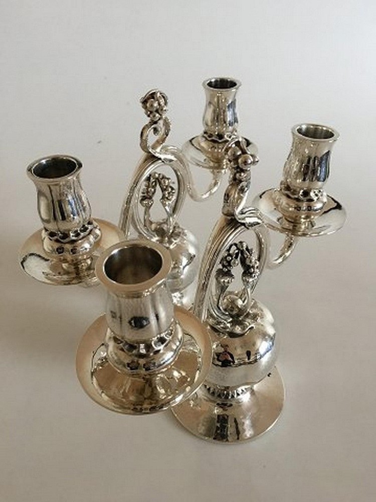 Georg Jensen Sterling Silver Two-armed Candlesticks No 324.