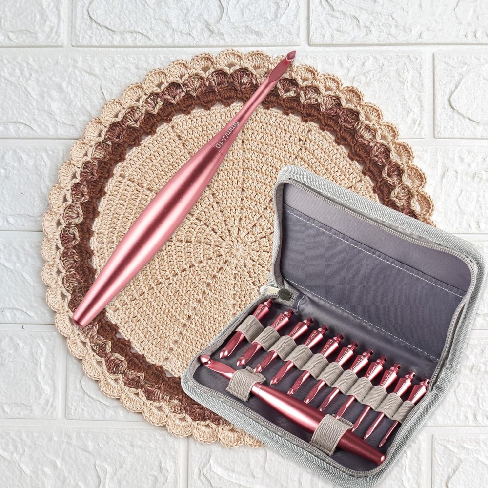 Interchangeable Crochet Hook Set with 12 Hooks – Ergonomic Crochet Hooks Larg...