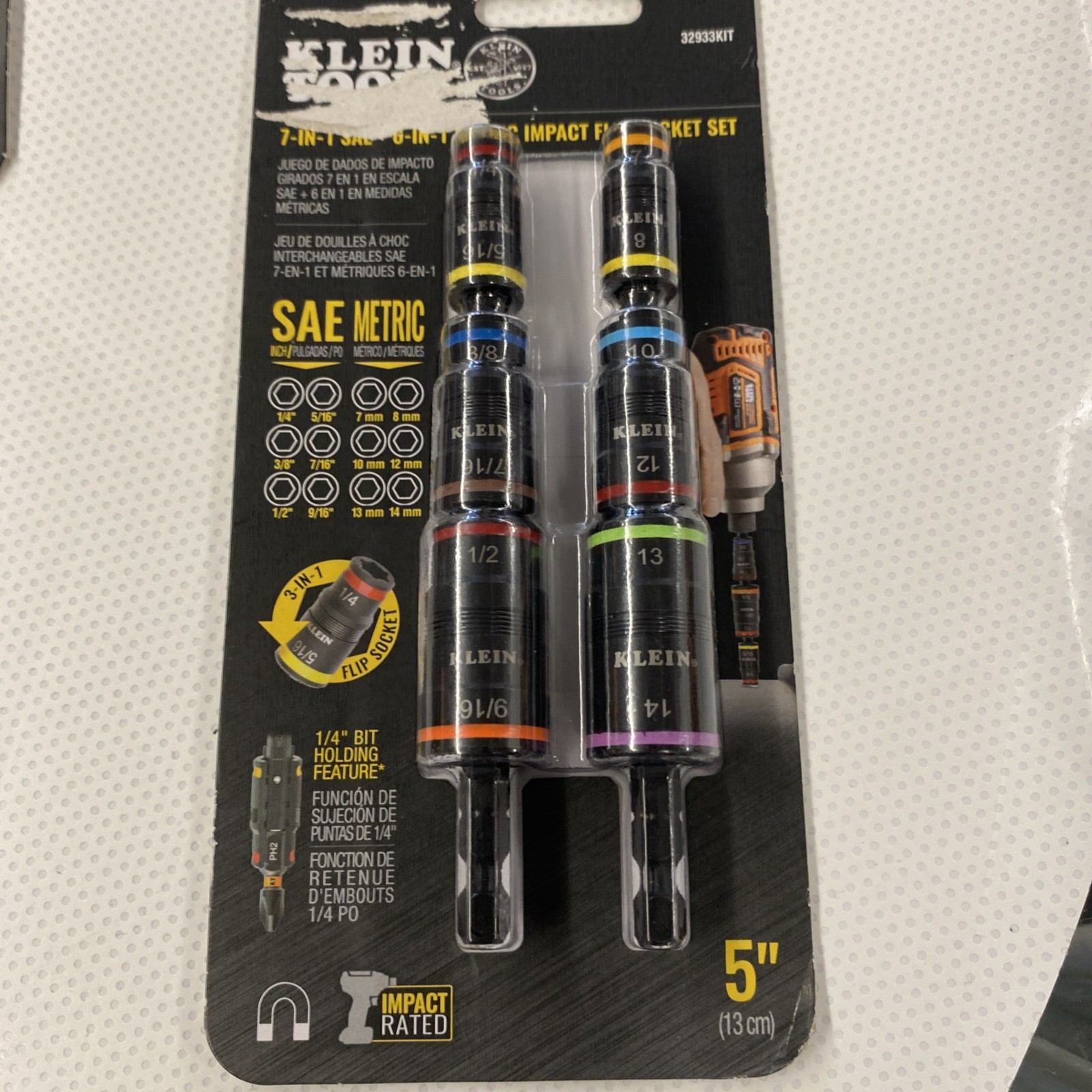 KLEIN TOOLS 32933KIT 7 In 1 SAE + 6 IN 1 METRIC IMPACT FLIP SOCKET SETS