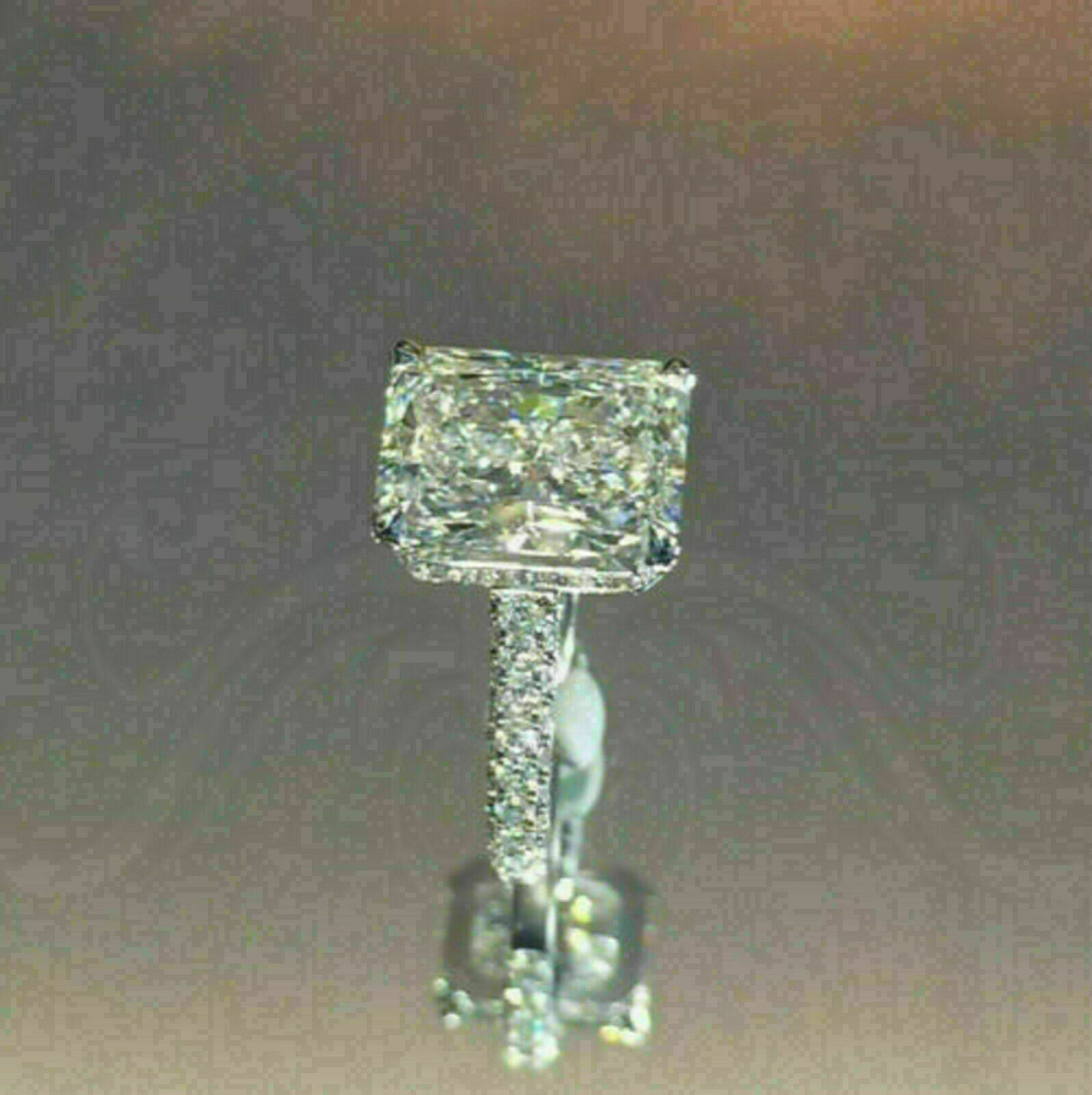 5Ct Radiant Cut Simulated Diamond Solitaire Wedding Ring 14K White Gold Over