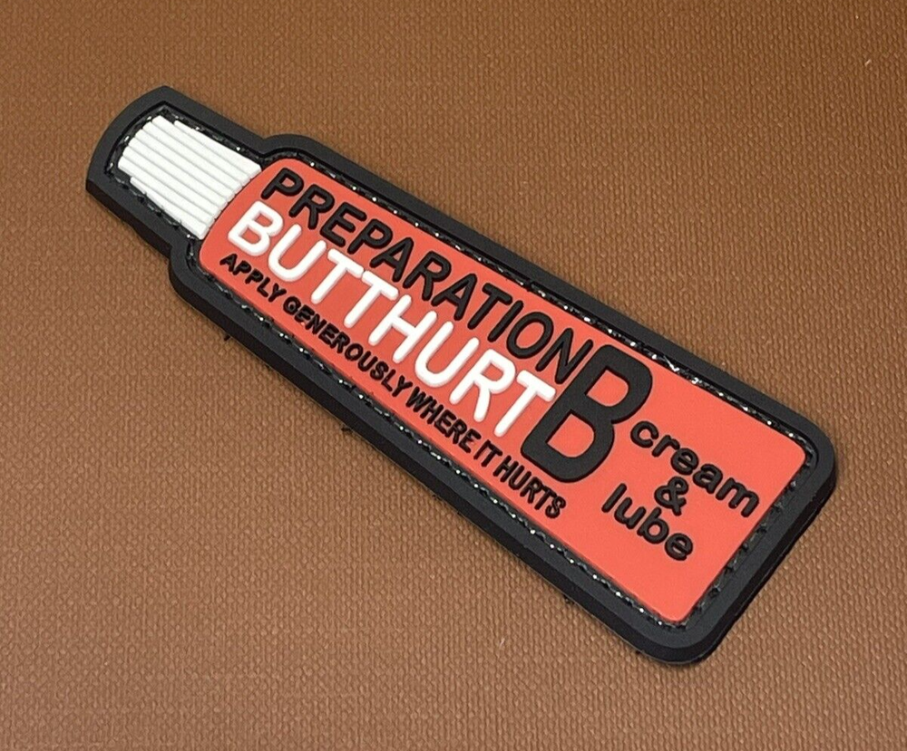 PVC Tactical Patch, Morale Butthurt Patch, Rubber Hook Backed Gun Patch