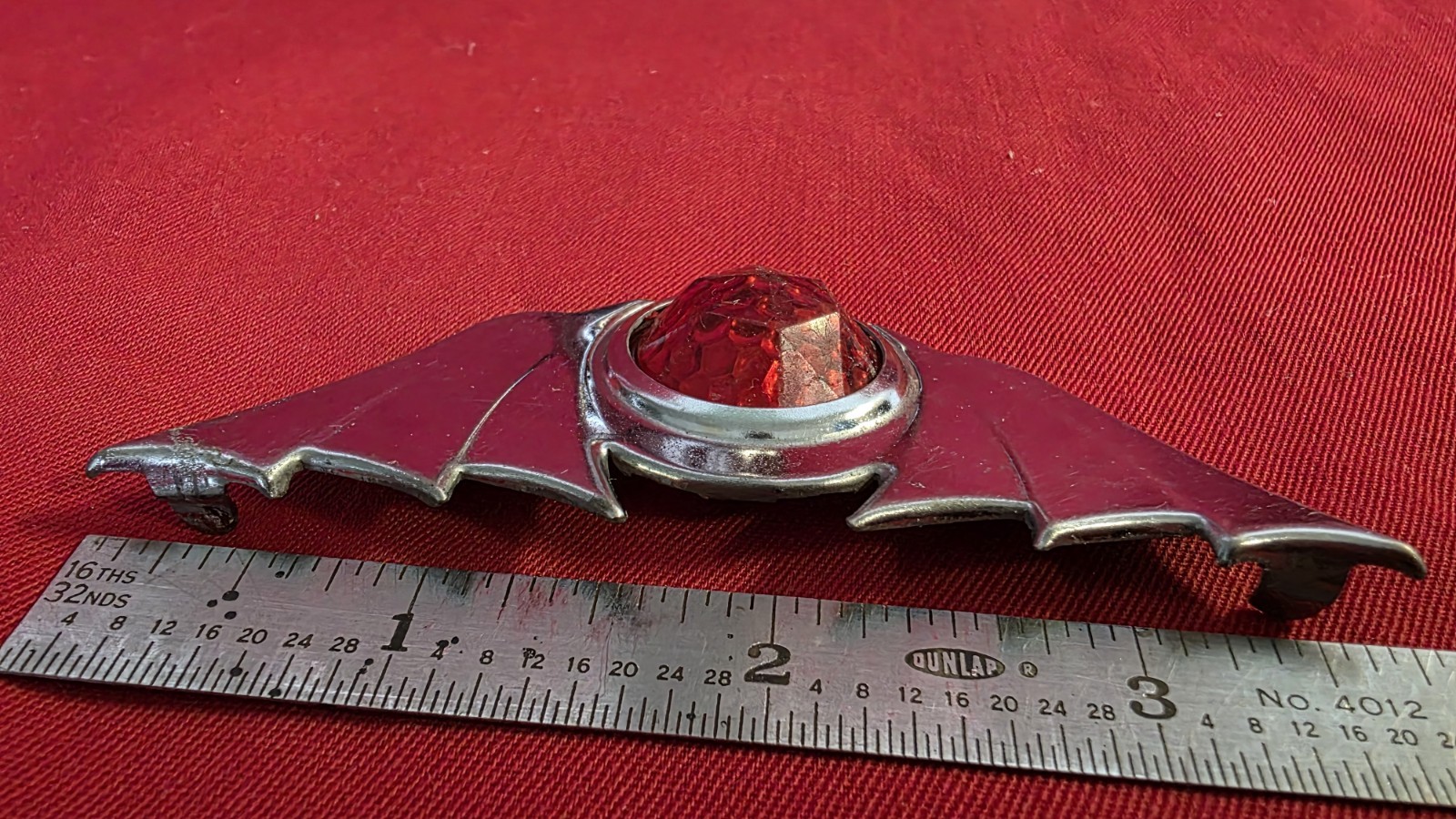 Vintage Batwing Red Reflector Motorcycle Bike Car License Plate Rat Hot Rod