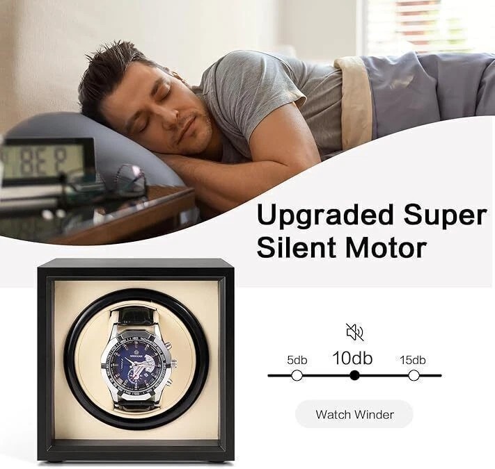 Automatic Single Watch Winder Type-C Powered Vertical Winding Quiet Stackable