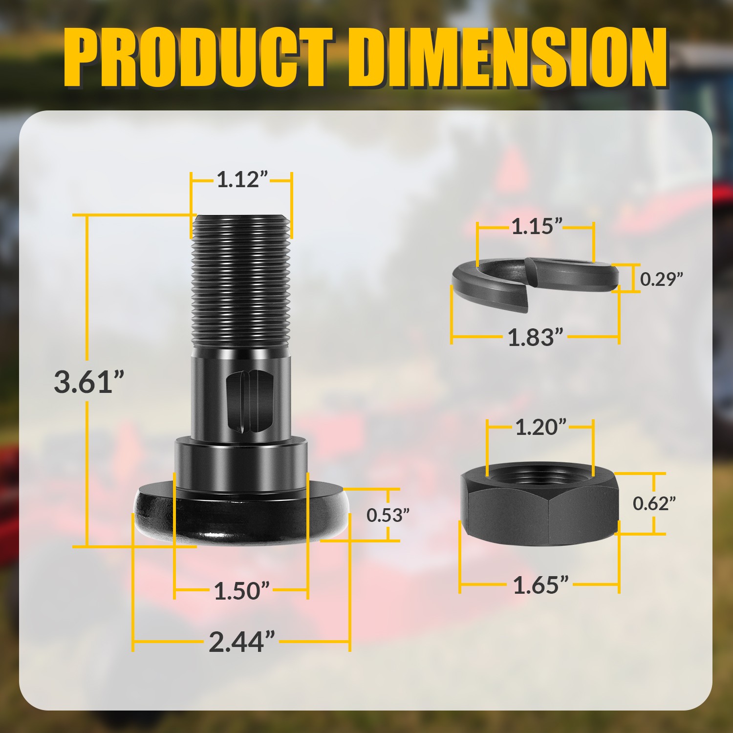 2PCS Rotary Cutter Blade Bolt Kit 63607, Includes 2 Bolts, 2 Nuts, and 2 Washers