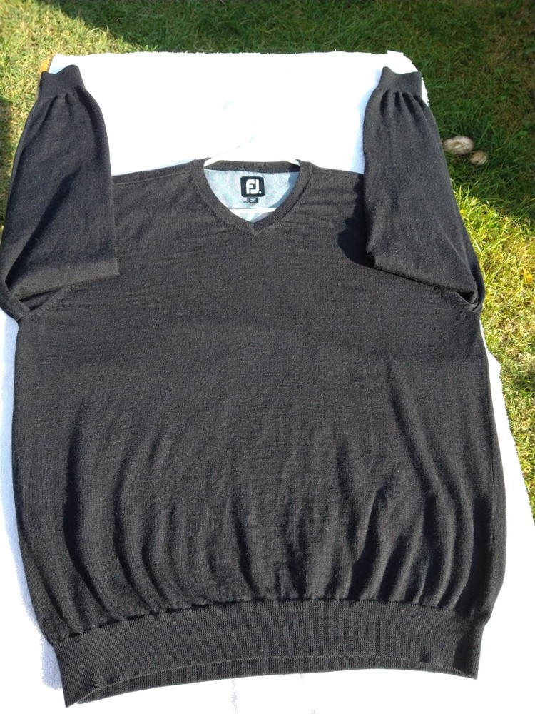 FOOTJOY BLACK WOOL PULLOVER GOLF SWEATER SIZE XL