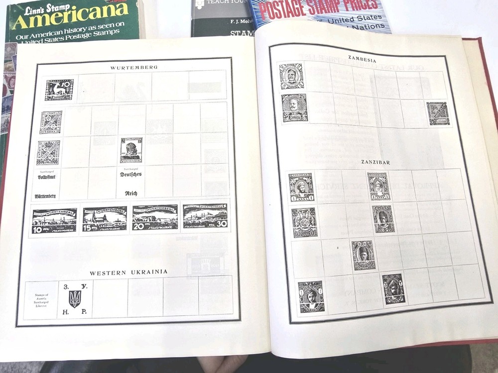 Antique 1933 Modern Postage Stamp Album 11x9.5 Stamps Removed On Some Pages