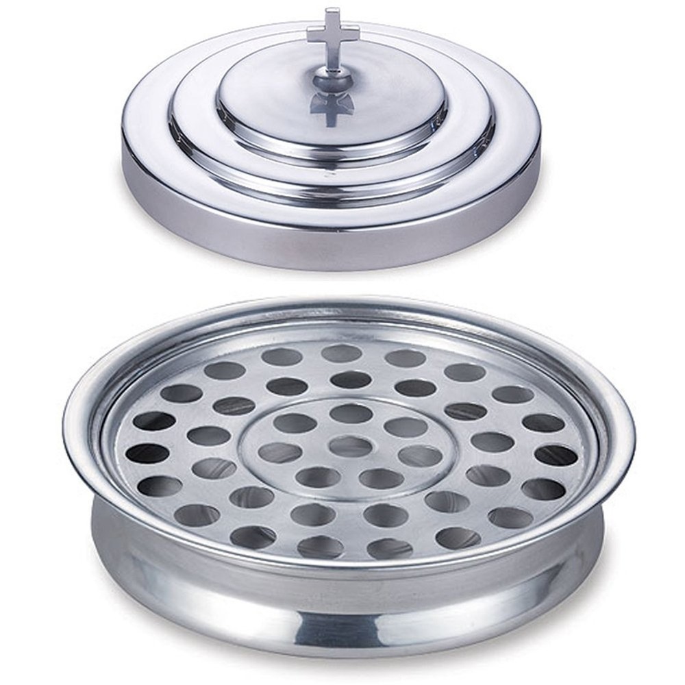 Stackable 12 1/4" Communion Tray & Cover and 40 Hole Insert for cups - Silver...