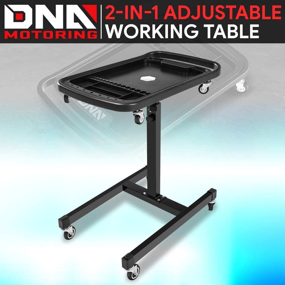 2-In-1 Sturdy Durable w/ 360° Rolling Casters Adjustable Storage Working Table