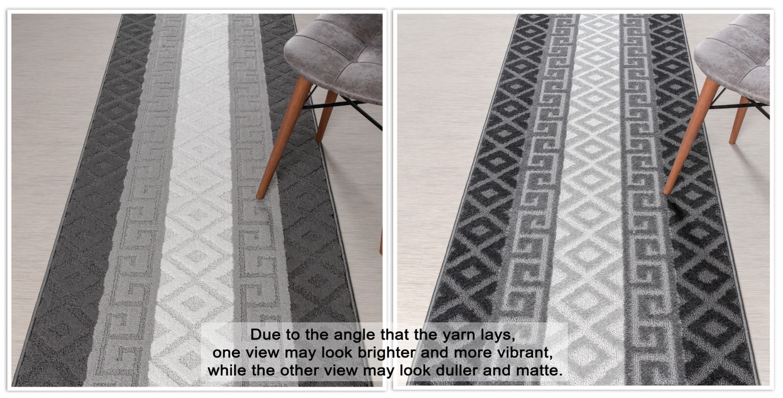 Custom Size Hallway Runner Rug, Non Slip, 26 Wide X Your Choice of Length, Grey