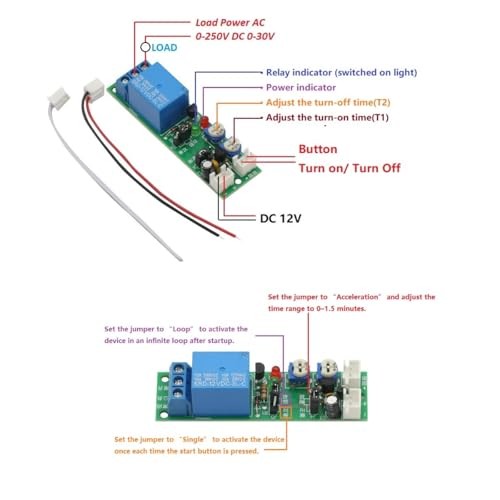 Adjustable Cycle Timer Delay On/Off Switch Power Supply Relay Shield DC 12V