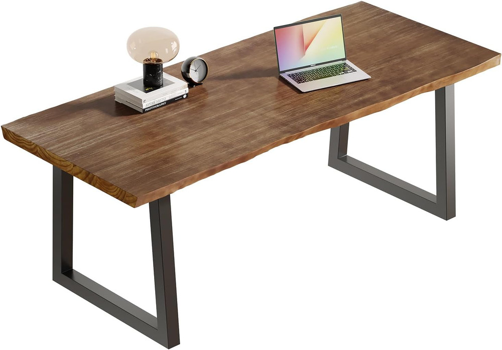 Rustic Solid Wood 55-Inch Computer Desk for Home Office & Gaming