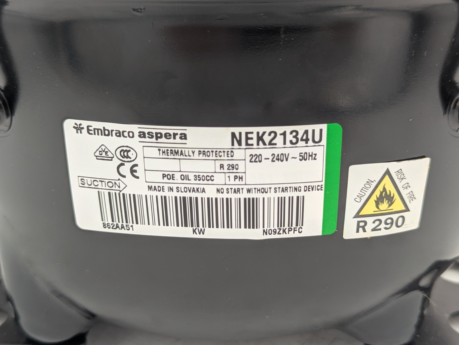 Embraco Aspera NEK2134U R-290 220-240V 50Hz Refrigeration Compressor