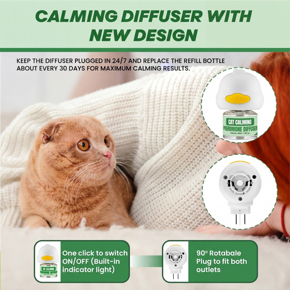 BKRMART Cat Calming Diffuser Kit (3 Pack) 48ml Refills Cat Pheromone Diffuser