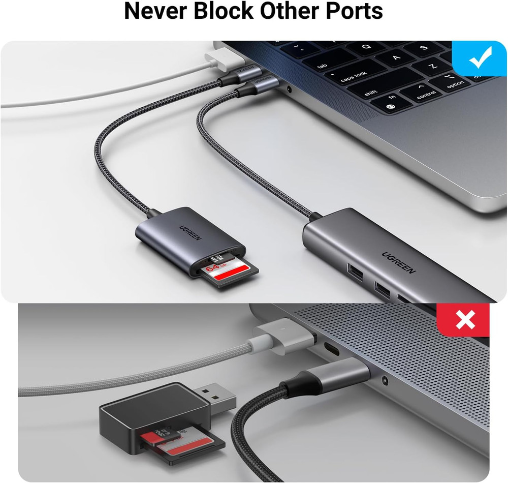 UGREEN USB C SD Card Reader for Micro SD, SDXC, Compatible with iPhone & MacBook