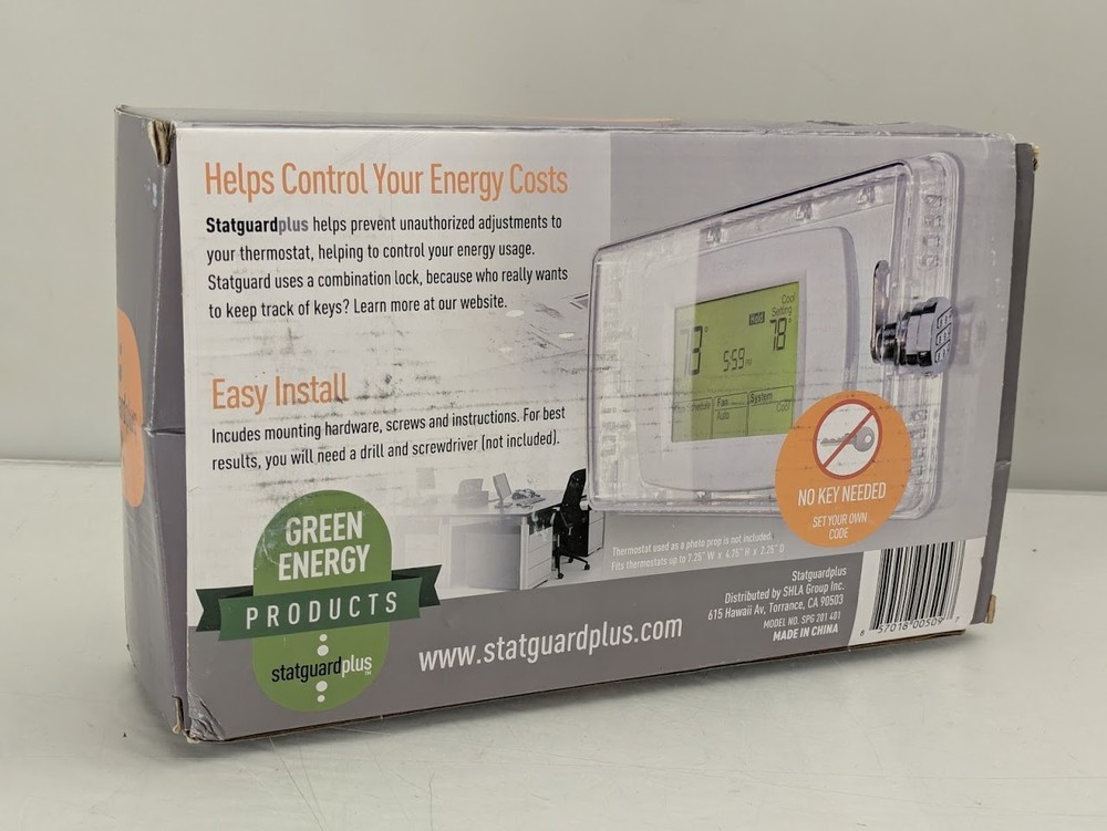 StatGuardPlus Universal Thermostat Guard Cover Clear with Changeable Code Lock