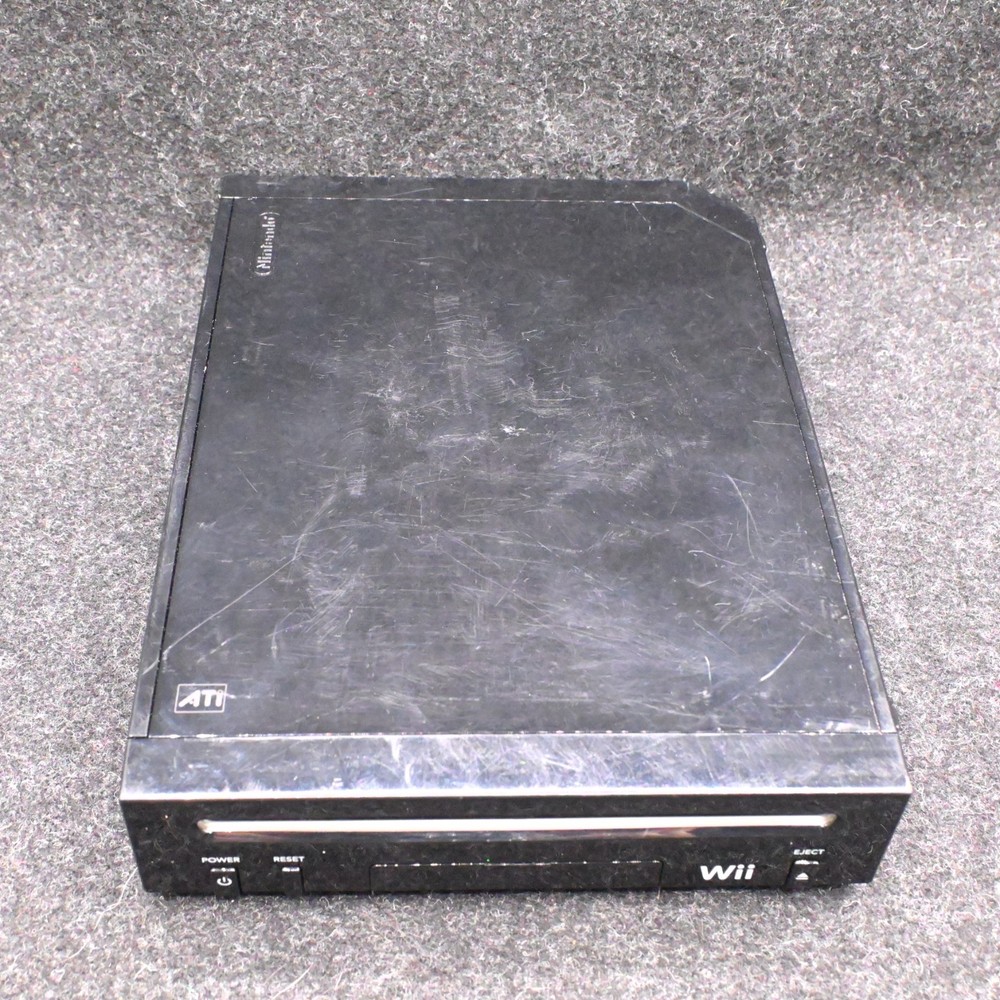 NINTENDO WII BLACK CONSOLE RVL-101 BUNDLE W/ CONTROLLER NUNCHUK SENSOR & CABLES