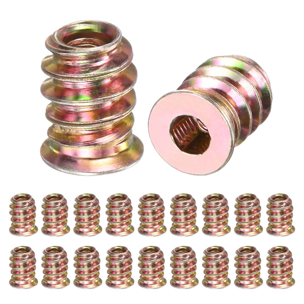 20-Pack Threaded Inserts for Wood, M4x12mm Threaded Insert Nuts [Gold Tone]