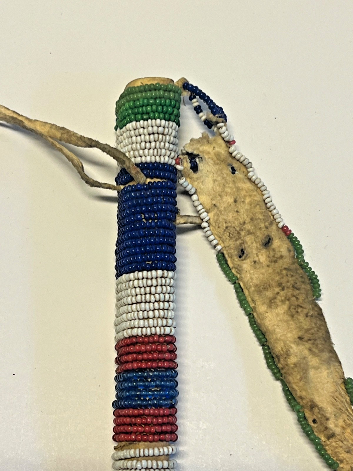 Antique Native American Indian Beaded Awl Case; Tinkle Cones; 1890's