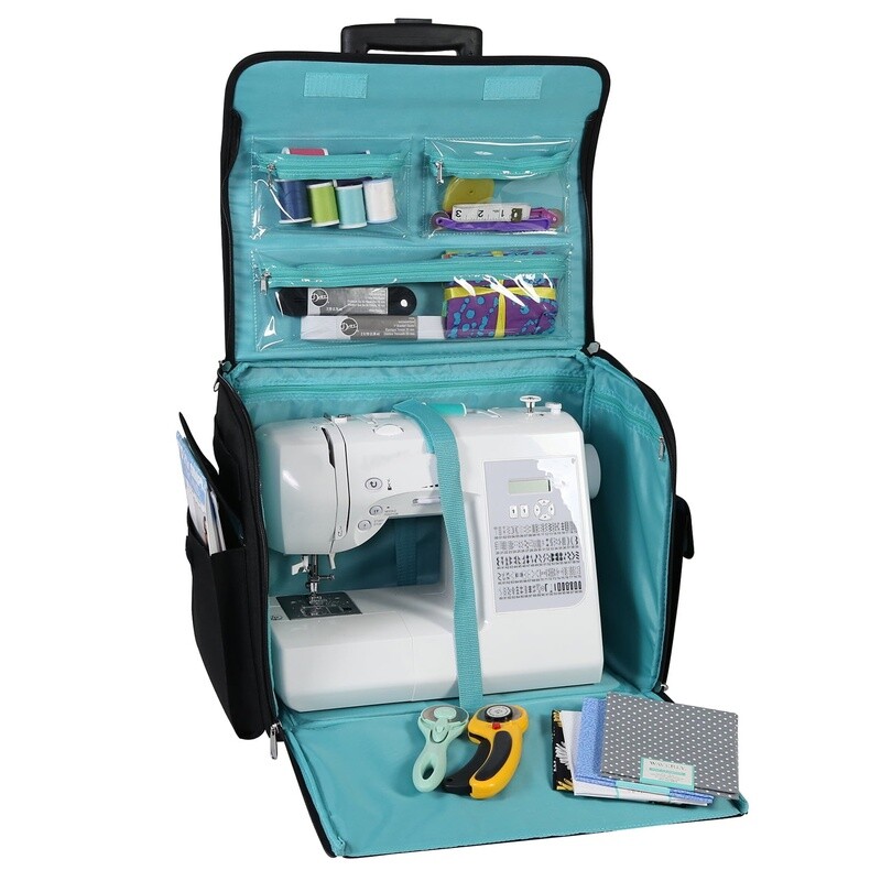 Rolling Sewing Machine Storage Tote W/ Wheels & Multiple Pockets Travel New