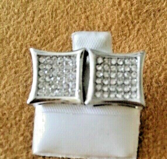 Sterling Silver .925 Square CZ Pave Earrings